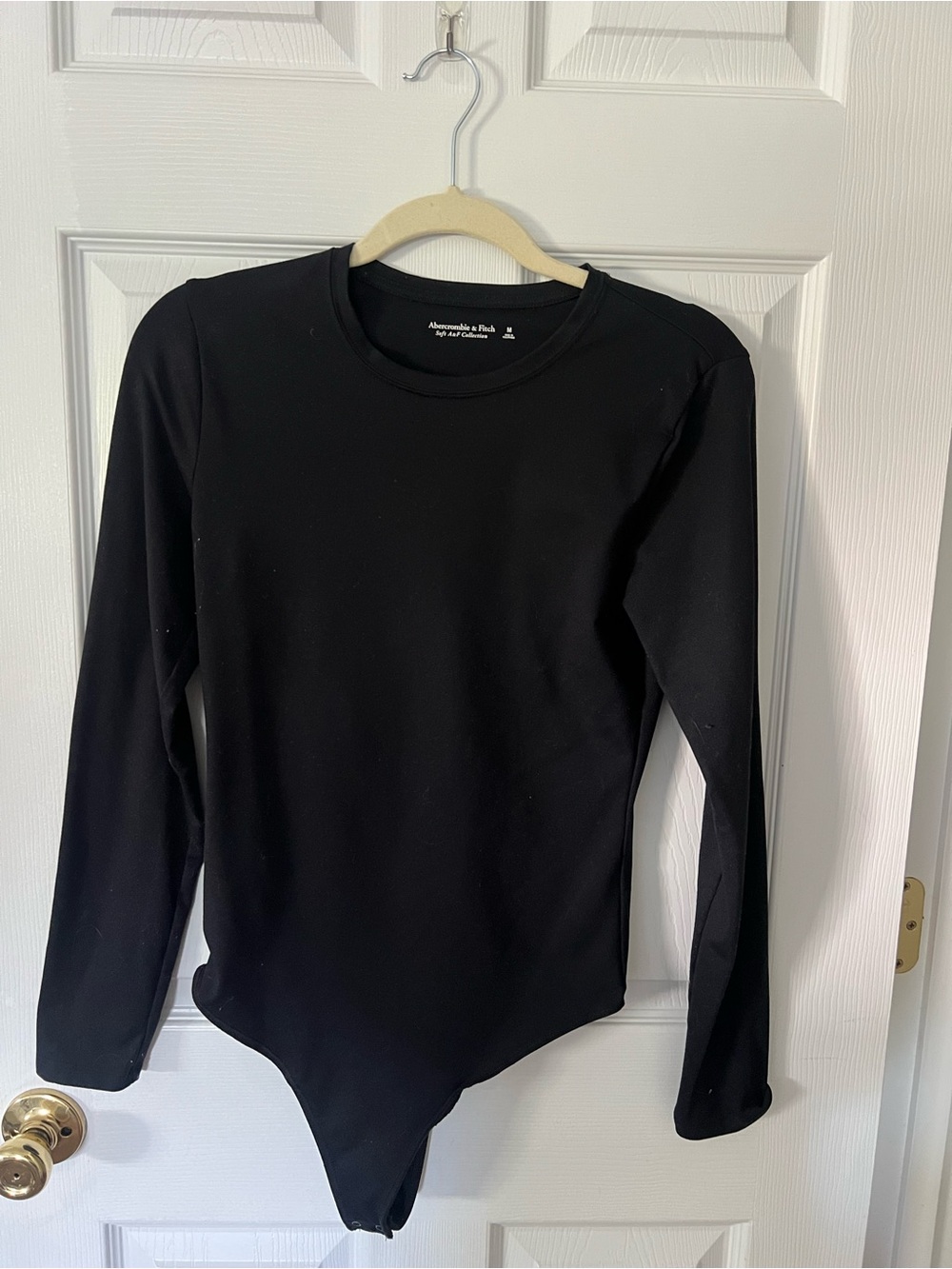 Abercrombie & Fitch Black Long Sleeve Bodysuit with Crew Neck